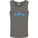 Pulse Sailing Sailor Boat Funny Captain ECG Mens Vest Tank Top Charcoal
