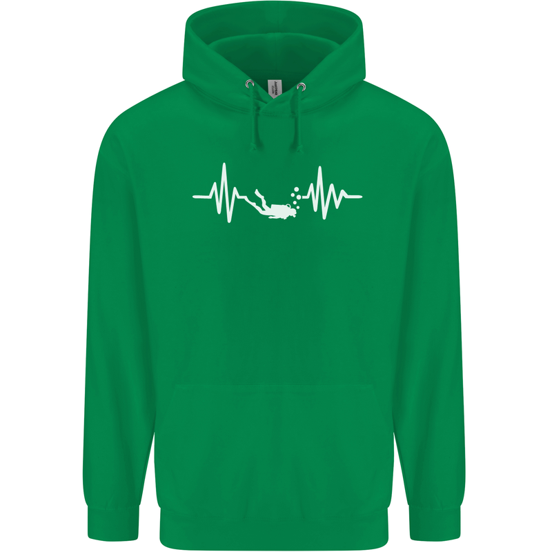 Pulse Scuba Diving Scuba Diving Diver Funny Mens 80% Cotton Hoodie Irish Green