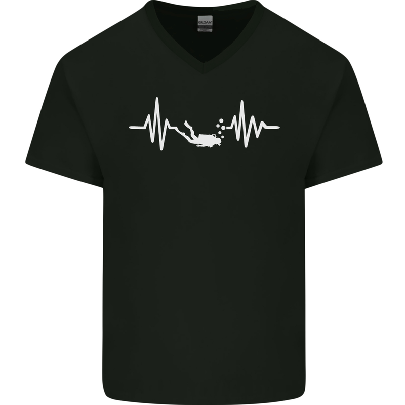 Pulse Scuba Diving Scuba Diving Diver Funny Mens V-Neck Cotton T-Shirt Black