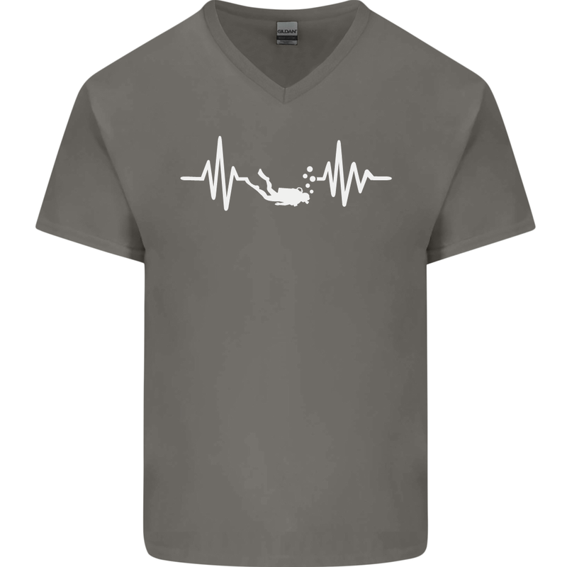 Pulse Scuba Diving Scuba Diving Diver Funny Mens V-Neck Cotton T-Shirt Charcoal