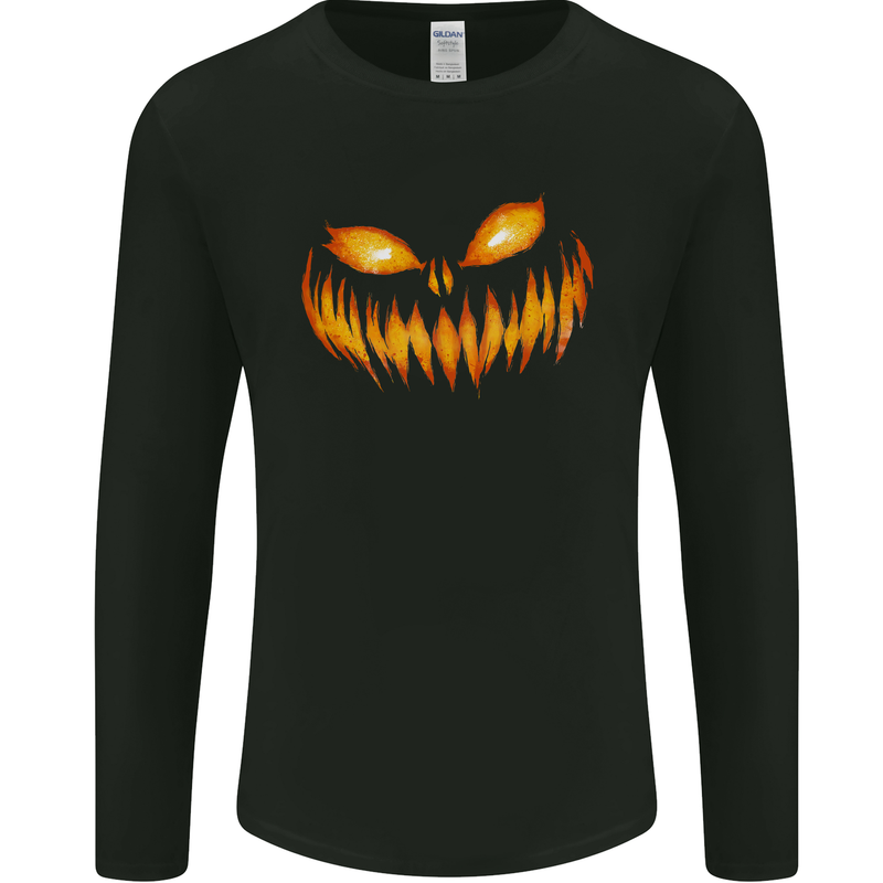 Pumpkin Face Halloween Horror Scary Mens Long Sleeve T-Shirt Black