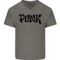 Punk As Worn By Mens V-Neck Cotton T-Shirt Charcoal