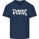 Punk As Worn By Mens V-Neck Cotton T-Shirt Navy Blue