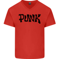 Punk As Worn By Mens V-Neck Cotton T-Shirt Red