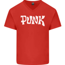 Punk As Worn By Mens V-Neck Cotton T-Shirt Red
