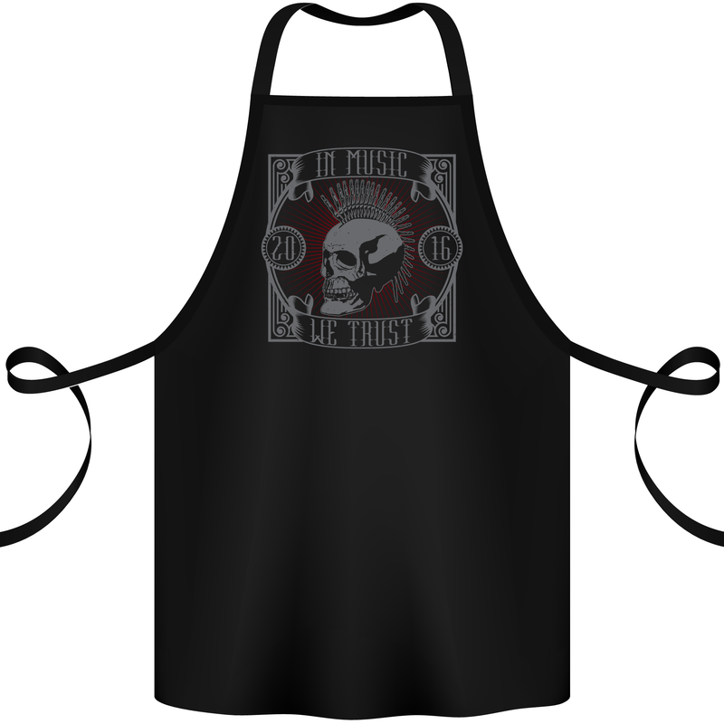 Punk Rock In Music We Trust Skull Cotton Apron 100% Organic Black