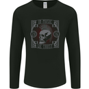 Punk Rock In Music We Trust Skull Mens Long Sleeve T-Shirt Black