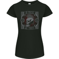 Punk Rock In Music We Trust Skull Womens Petite Cut T-Shirt Black