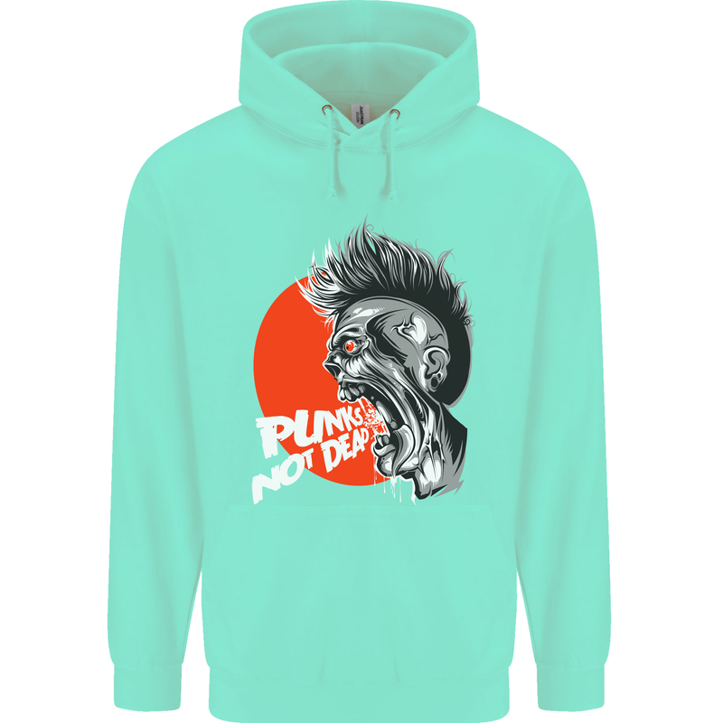 Punk's Not Dead Rock Music Skull Childrens Kids Hoodie Peppermint