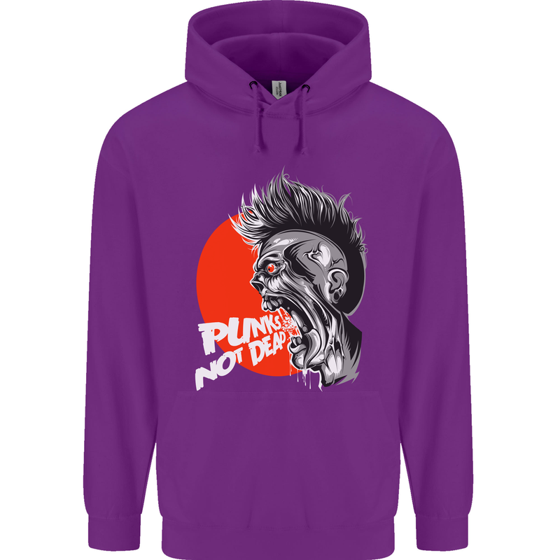 Punk's Not Dead Rock Music Skull Childrens Kids Hoodie Purple