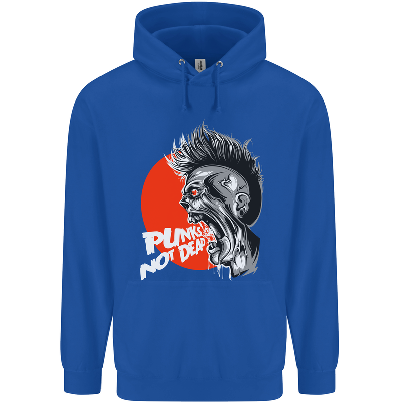 Punk's Not Dead Rock Music Skull Childrens Kids Hoodie Royal Blue