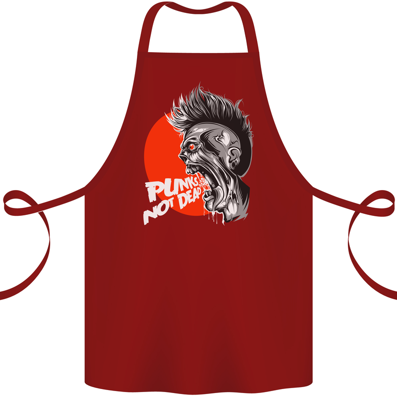 Punk's Not Dead Rock Music Skull Cotton Apron 100% Organic Maroon