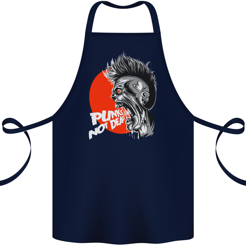 Punk's Not Dead Rock Music Skull Cotton Apron 100% Organic Navy Blue