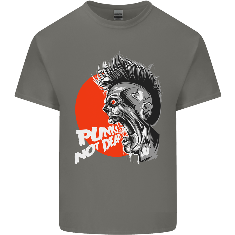 Punk's Not Dead Rock Music Skull Kids T-Shirt Childrens Charcoal