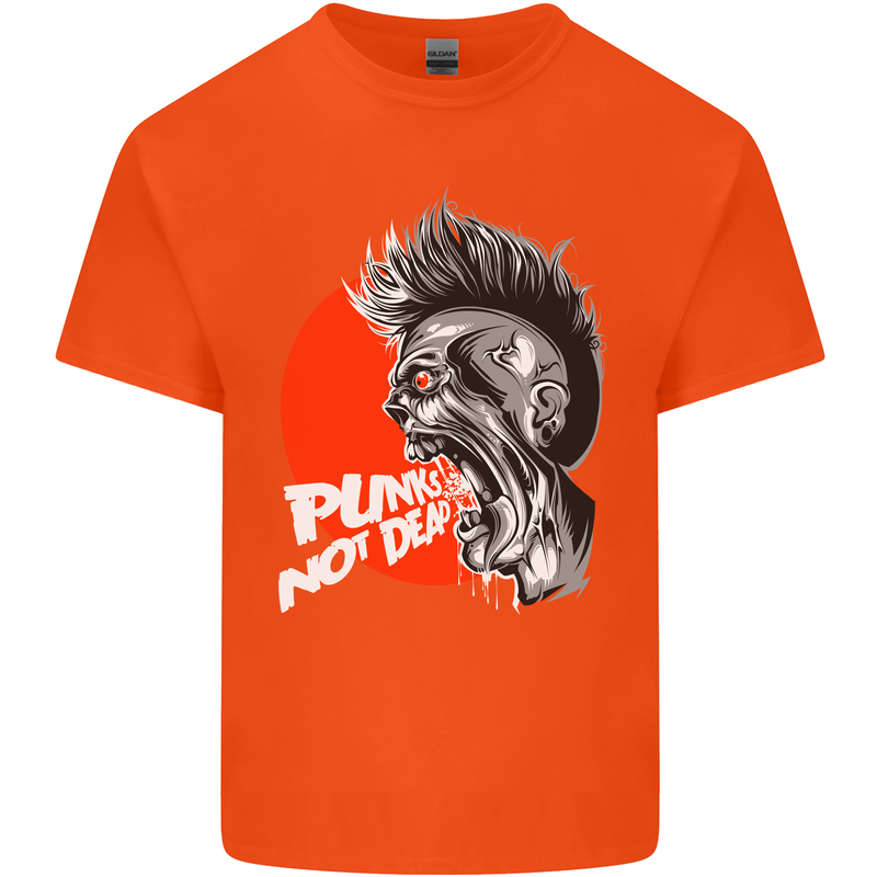 Punk's Not Dead Rock Music Skull Kids T-Shirt Childrens Orange
