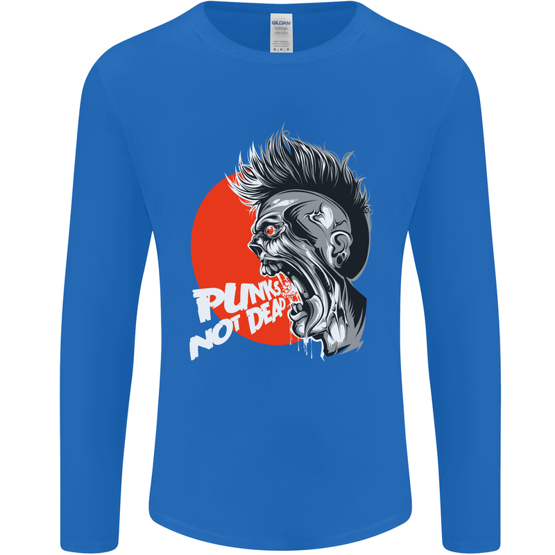 Punk's Not Dead Rock Music Skull Mens Long Sleeve T-Shirt Royal Blue