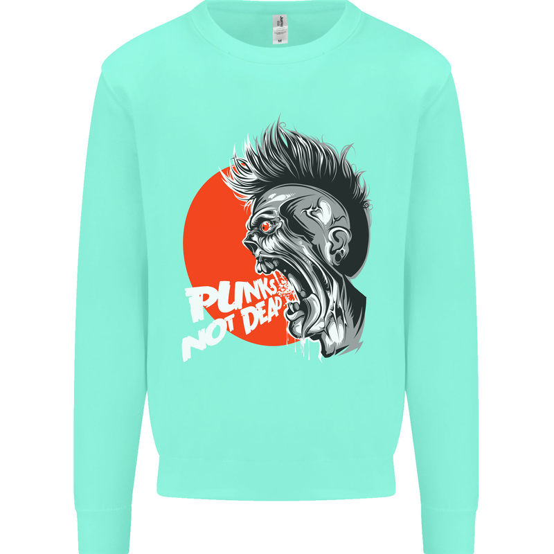 Punk's Not Dead Rock Music Skull Mens Sweatshirt Jumper Peppermint