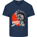 Punk's Not Dead Rock Music Skull Mens V-Neck Cotton T-Shirt Navy Blue