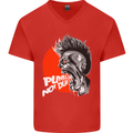 Punk's Not Dead Rock Music Skull Mens V-Neck Cotton T-Shirt Red