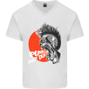 Punk's Not Dead Rock Music Skull Mens V-Neck Cotton T-Shirt White