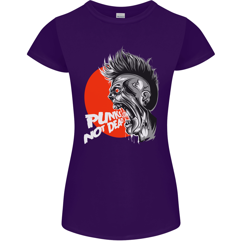 Punk's Not Dead Rock Music Skull Womens Petite Cut T-Shirt Purple
