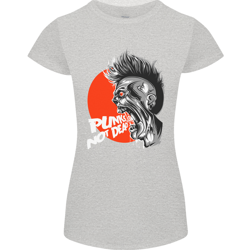 Punk's Not Dead Rock Music Skull Womens Petite Cut T-Shirt Sports Grey