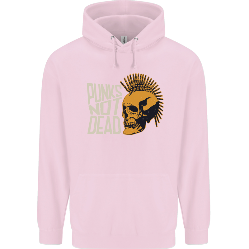 Punks Not Dead Skinhead Skull Childrens Kids Hoodie Light Pink