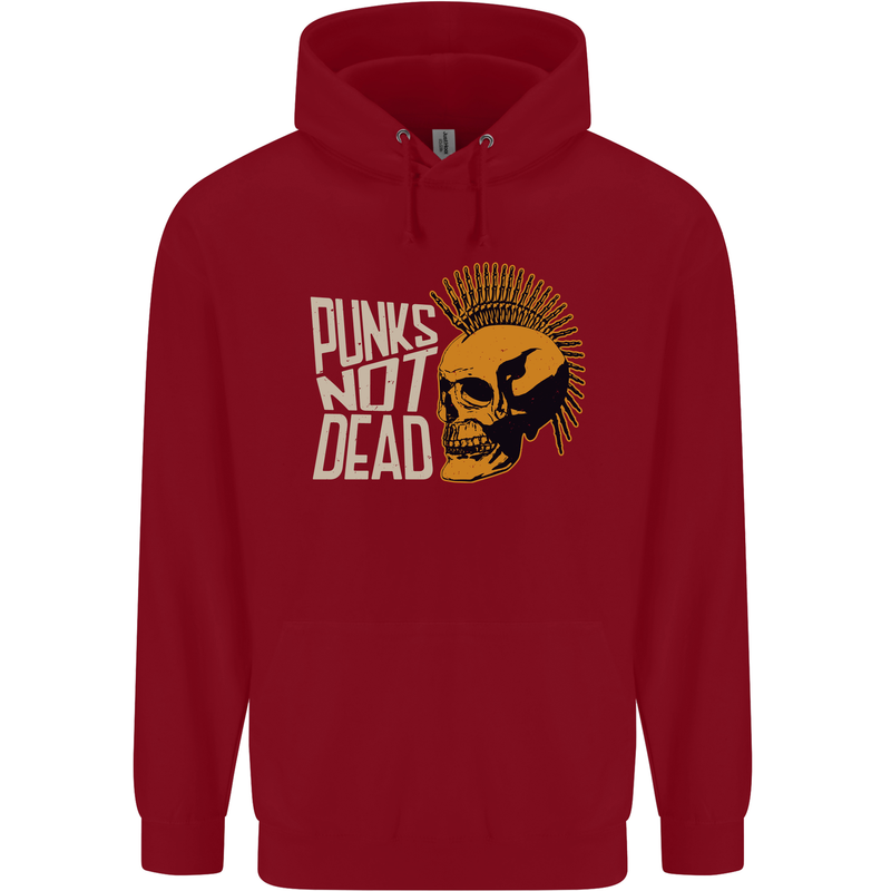 Punks Not Dead Skinhead Skull Childrens Kids Hoodie Red