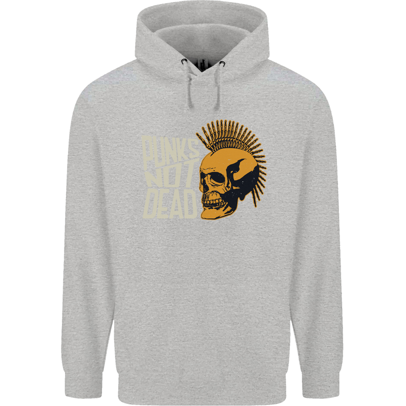 Punks Not Dead Skinhead Skull Childrens Kids Hoodie Sports Grey