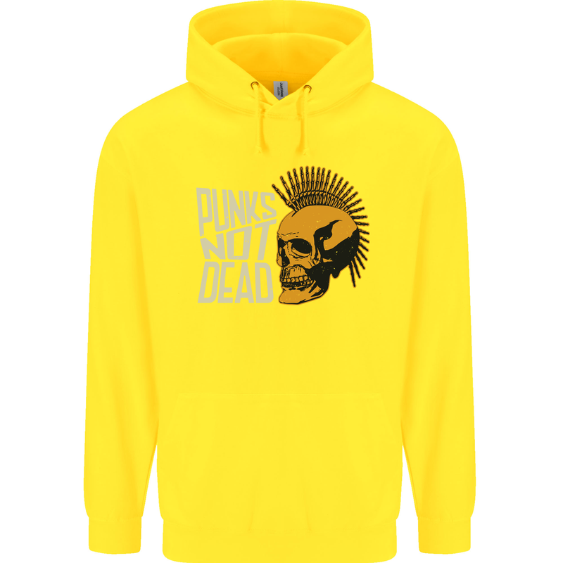 Punks Not Dead Skinhead Skull Childrens Kids Hoodie Yellow