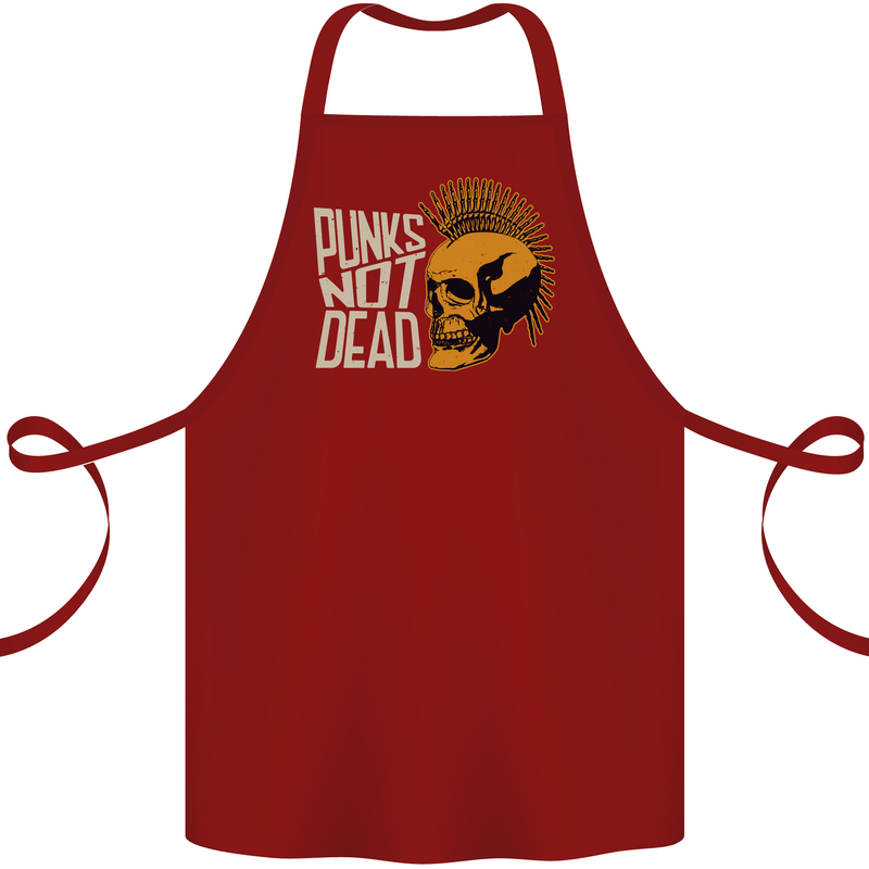 Punks Not Dead Skinhead Skull Cotton Apron 100% Organic Maroon