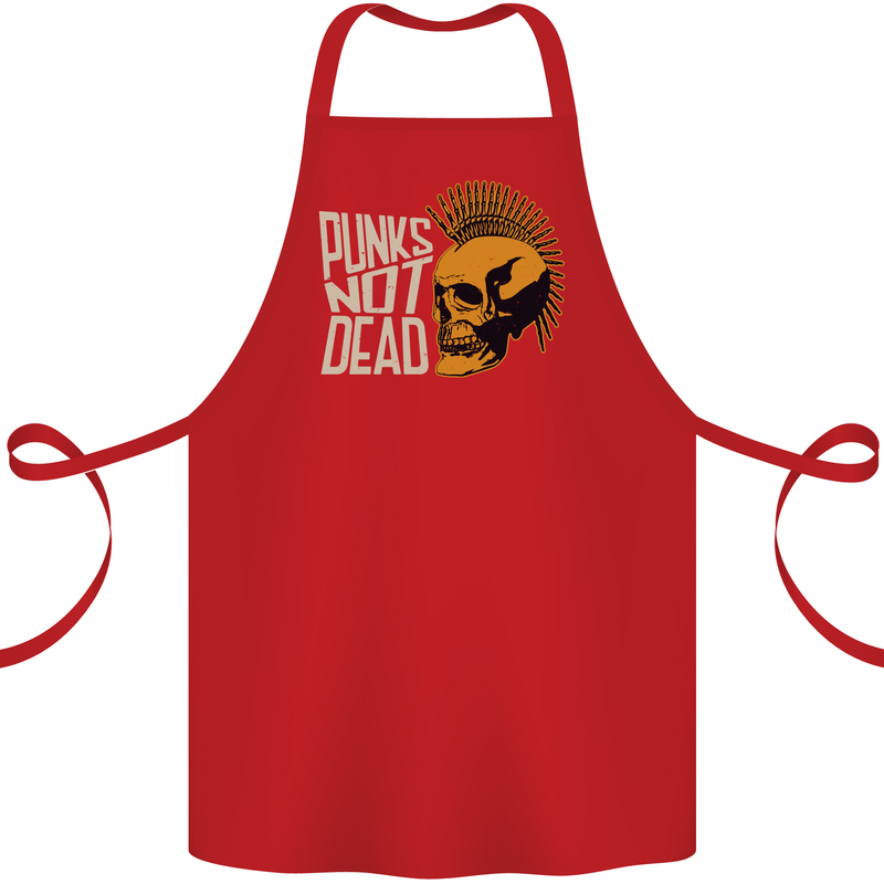 Punks Not Dead Skinhead Skull Cotton Apron 100% Organic Red
