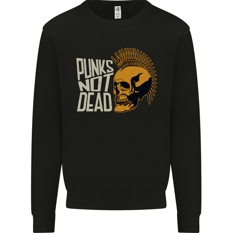 Punks Not Dead Skinhead Skull Kids Sweatshirt Jumper Black