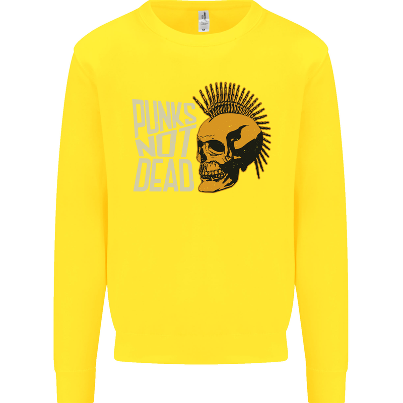 Punks Not Dead Skinhead Skull Kids Sweatshirt Jumper Yellow