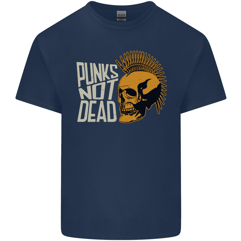 Punks Not Dead Skinhead Skull Kids T-Shirt Childrens Navy Blue