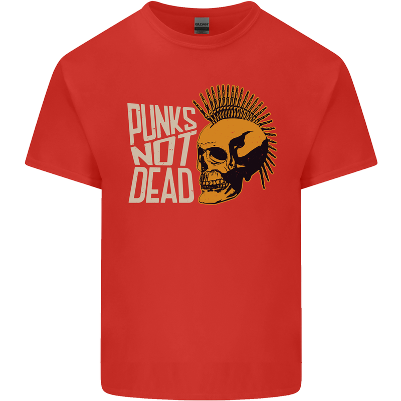 Punks Not Dead Skinhead Skull Kids T-Shirt Childrens Red