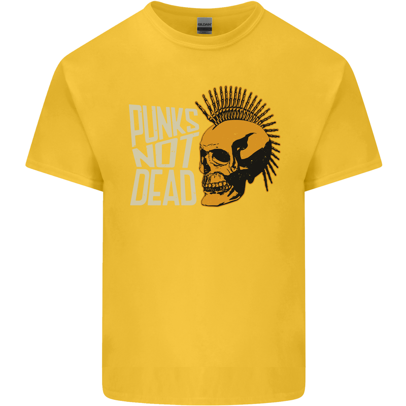 Punks Not Dead Skinhead Skull Kids T-Shirt Childrens Yellow