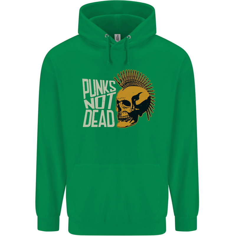Punks Not Dead Skinhead Skull Mens 80% Cotton Hoodie Irish Green