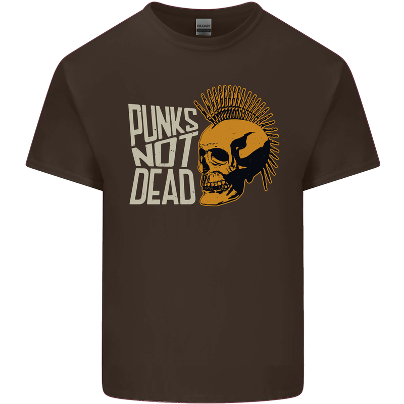 Punks Not Dead Skinhead Skull Mens Cotton T-Shirt Tee Top Dark Chocolate