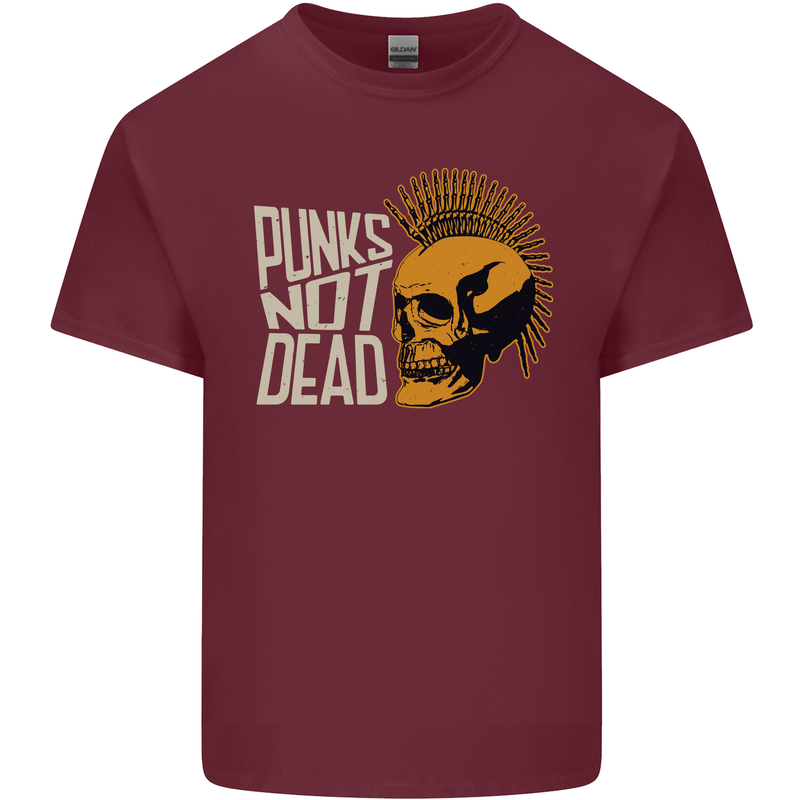 Punks Not Dead Skinhead Skull Mens Cotton T-Shirt Tee Top Maroon