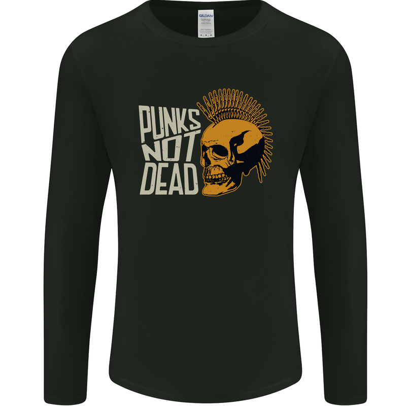 Punks Not Dead Skinhead Skull Mens Long Sleeve T-Shirt Black