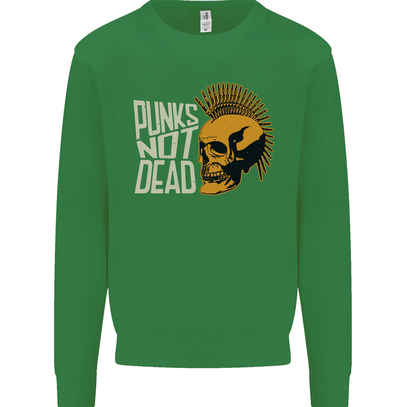 Punks Not Dead Skinhead Skull Mens Sweatshirt Jumper Irish Green