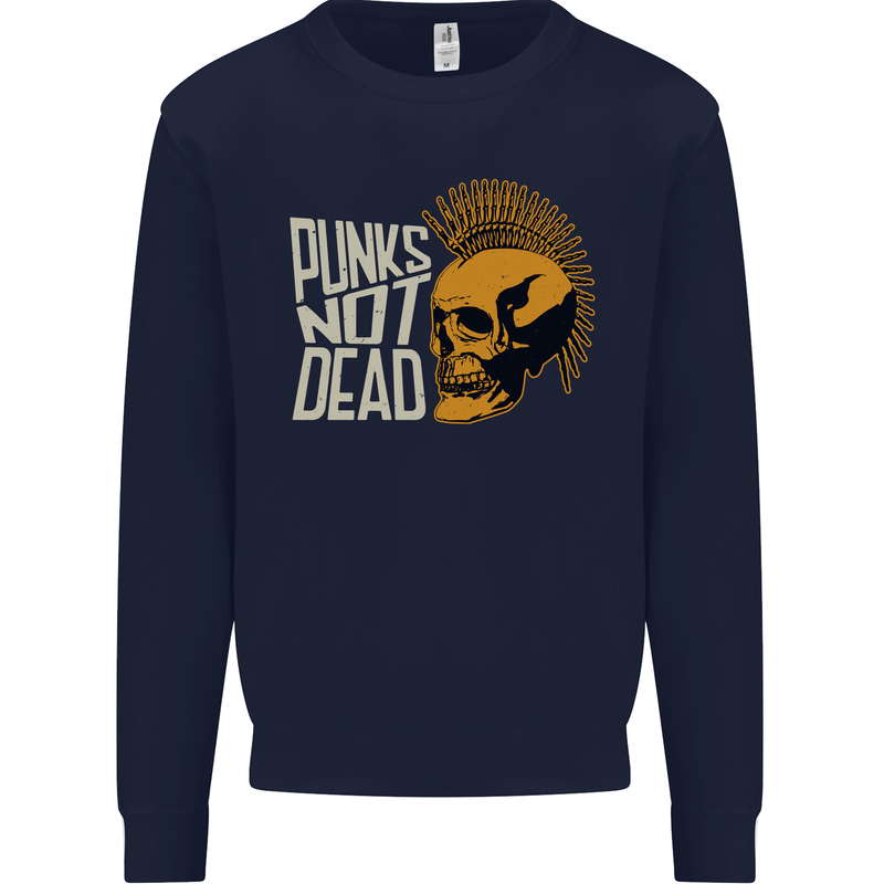 Punks Not Dead Skinhead Skull Mens Sweatshirt Jumper Navy Blue