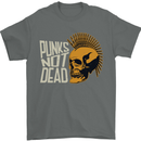 Punks Not Dead Skinhead Skull Mens T-Shirt 100% Cotton Charcoal