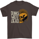 Punks Not Dead Skinhead Skull Mens T-Shirt 100% Cotton Dark Chocolate