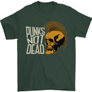 Punks Not Dead Skinhead Skull Mens T-Shirt 100% Cotton Forest Green