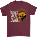 Punks Not Dead Skinhead Skull Mens T-Shirt 100% Cotton Maroon