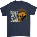 Punks Not Dead Skinhead Skull Mens T-Shirt 100% Cotton Navy Blue