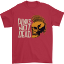 Punks Not Dead Skinhead Skull Mens T-Shirt 100% Cotton Red