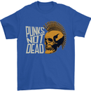 Punks Not Dead Skinhead Skull Mens T-Shirt 100% Cotton Royal Blue